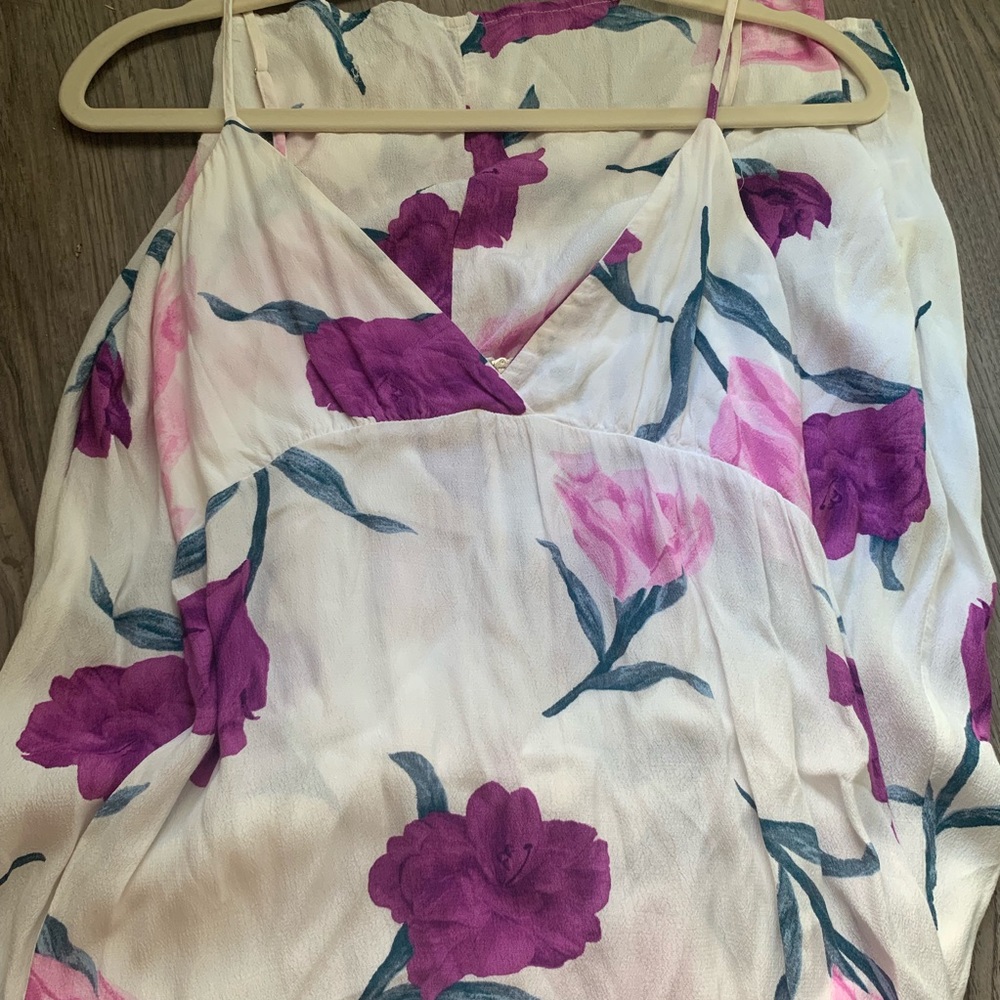 White with purple flowers maxi dress
